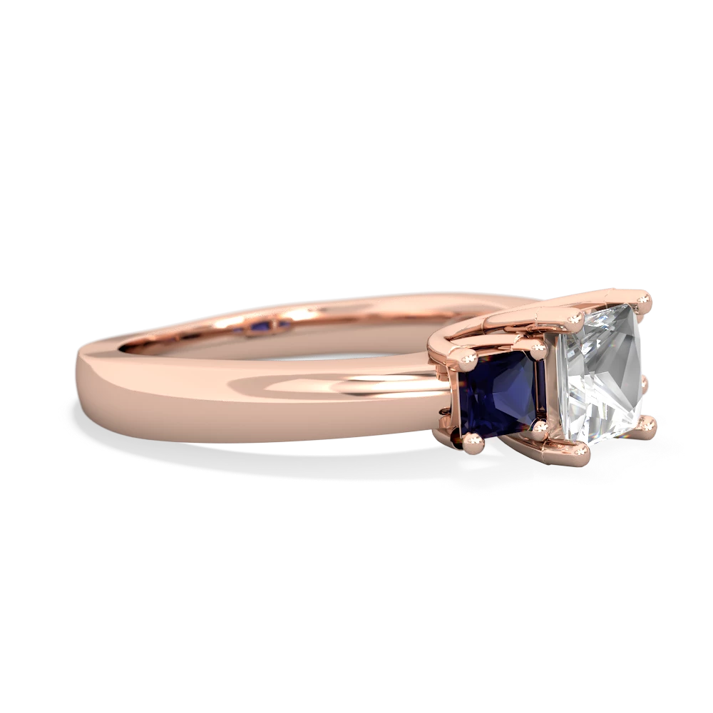 White Topaz Three Stone Trellis 14K Rose Gold ring R4015