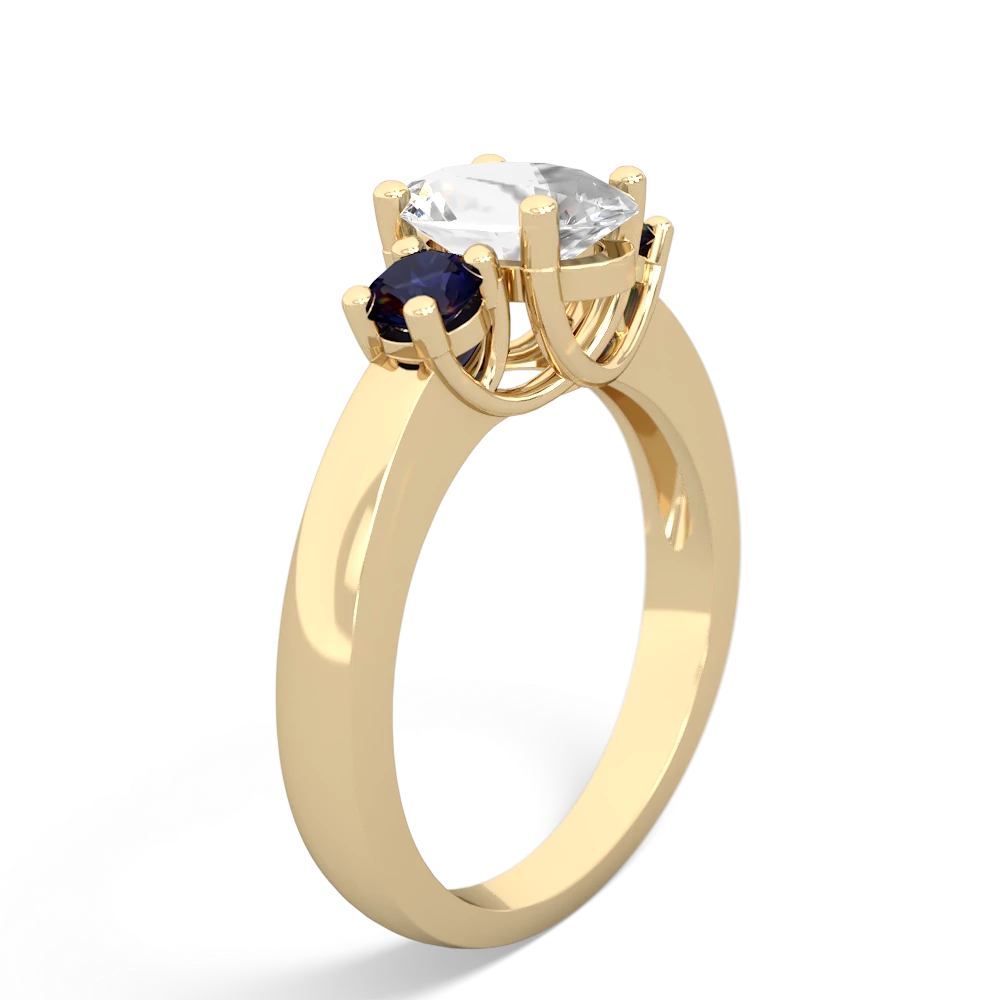 White Topaz Three Stone Oval Trellis 14K Yellow Gold ring R4024