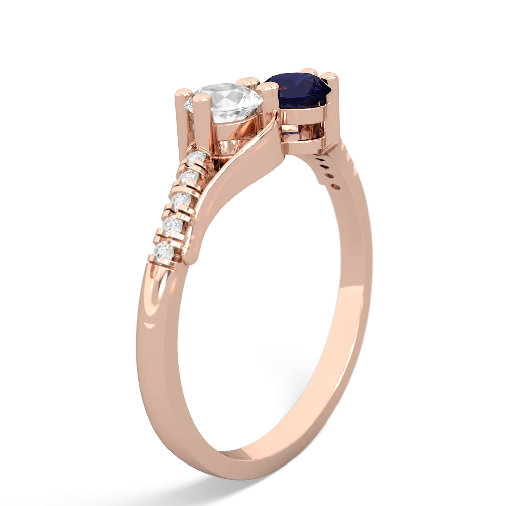 White Topaz Infinity Pave Two Stone 14K Rose Gold ring R5285