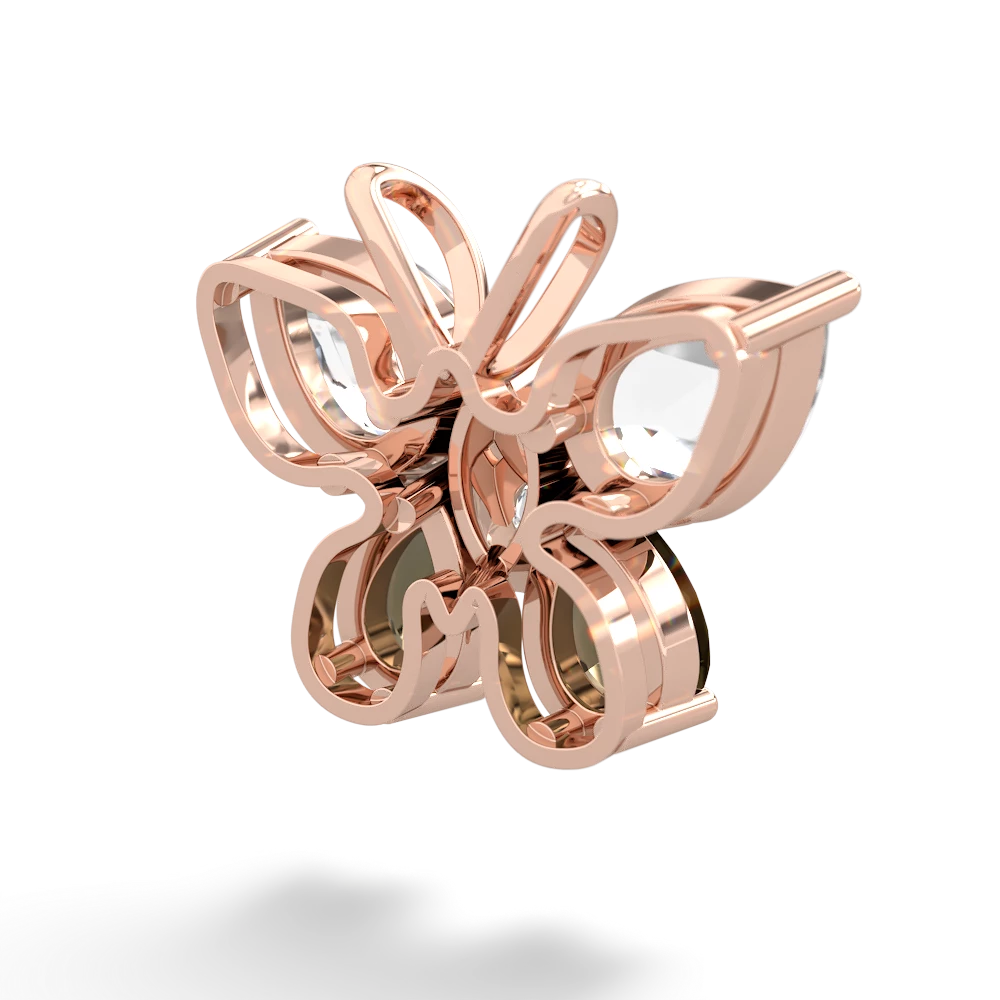 White Topaz Butterfly 14K Rose Gold pendant P2215