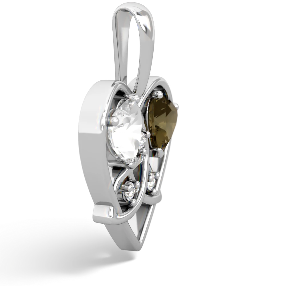 White Topaz Celtic Trinity Heart 14K White Gold pendant P5331