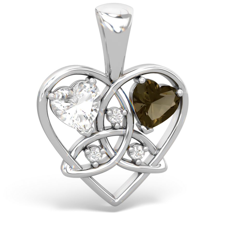 White Topaz Celtic Trinity Heart 14K White Gold pendant P5331