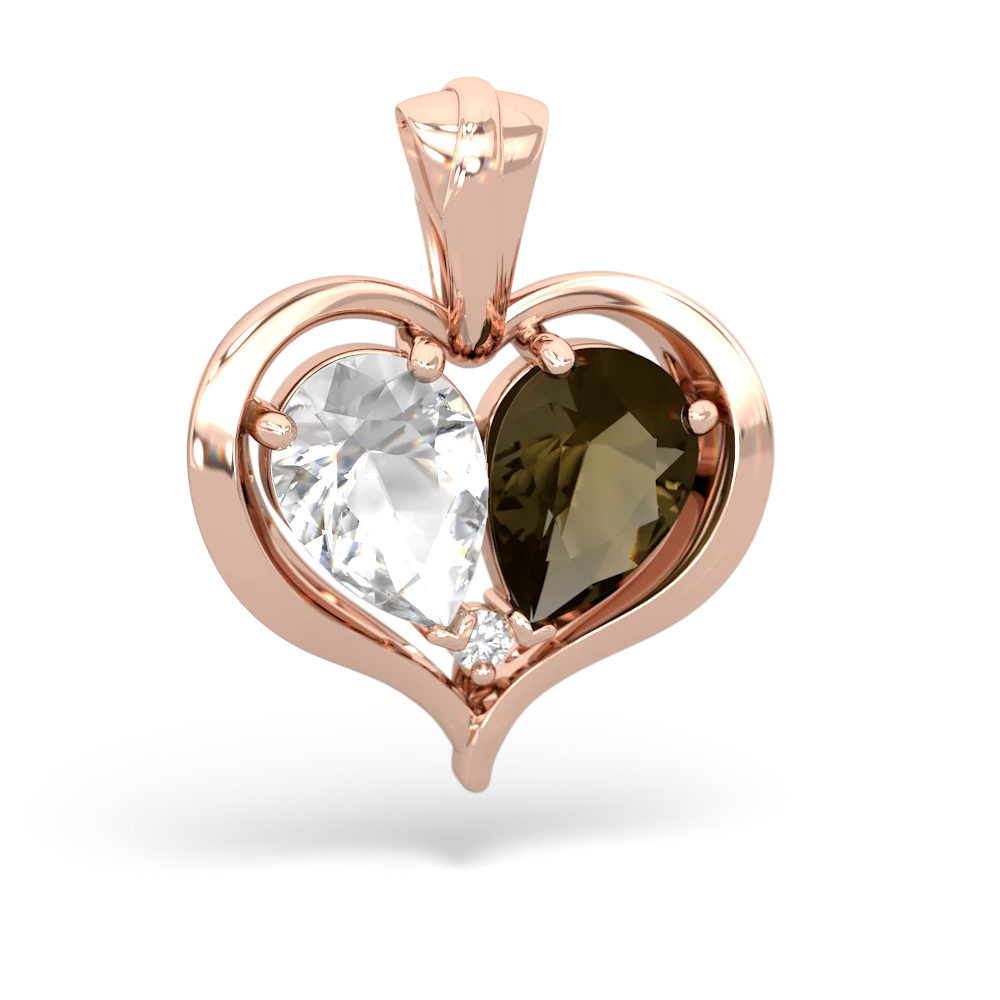 White Topaz Two Become One 14K Rose Gold pendant P5330