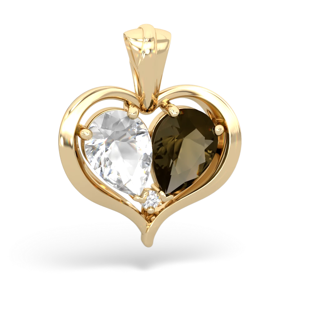 White Topaz Two Become One 14K Yellow Gold pendant P5330