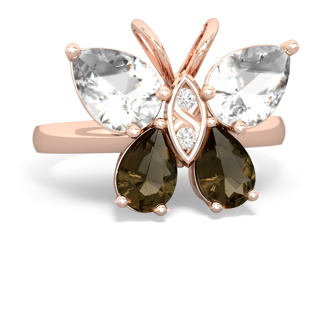 White Topaz Butterfly 14K Rose Gold ring R2215