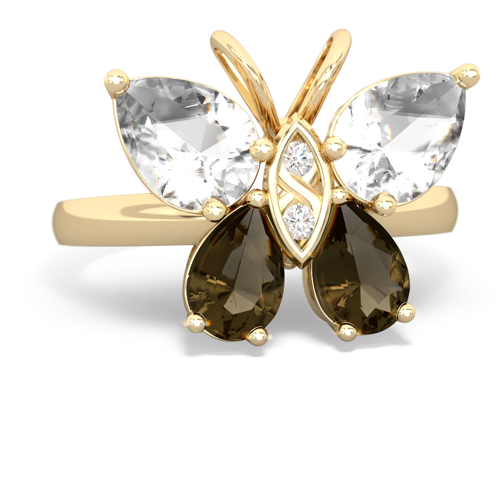 White Topaz Butterfly 14K Yellow Gold ring R2215