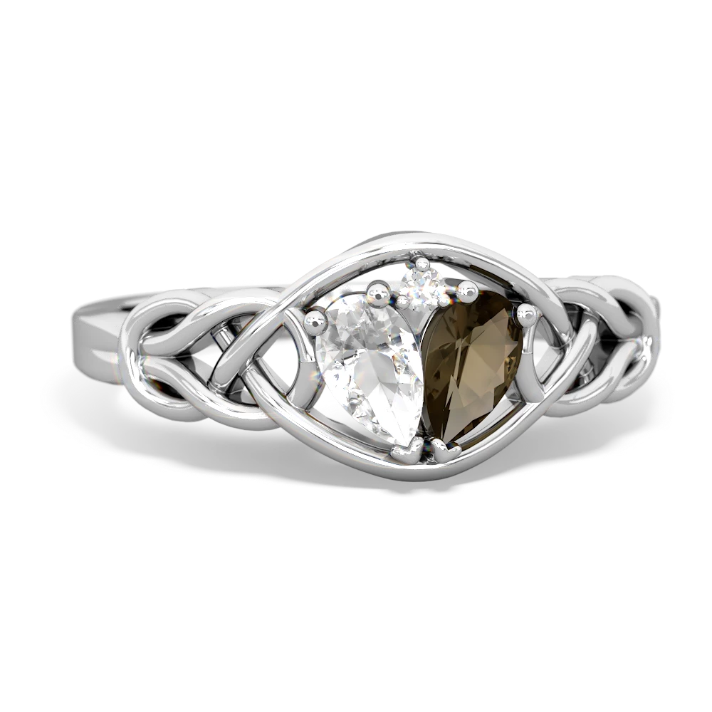 White Topaz Celtic Love Knot 14K White Gold ring R5420