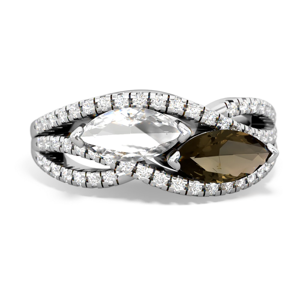 White Topaz Diamond Rivers 14K White Gold ring R3070