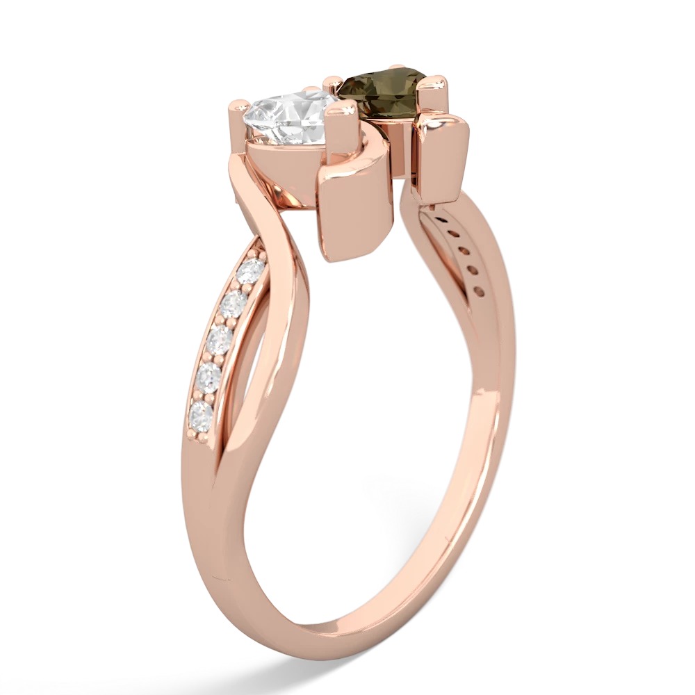 White Topaz Side By Side 14K Rose Gold ring R3090