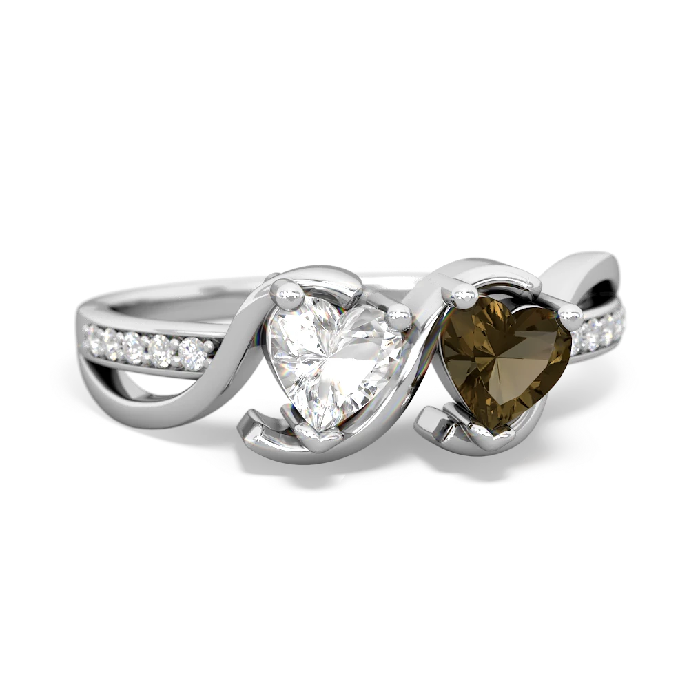 White Topaz Side By Side 14K White Gold ring R3090