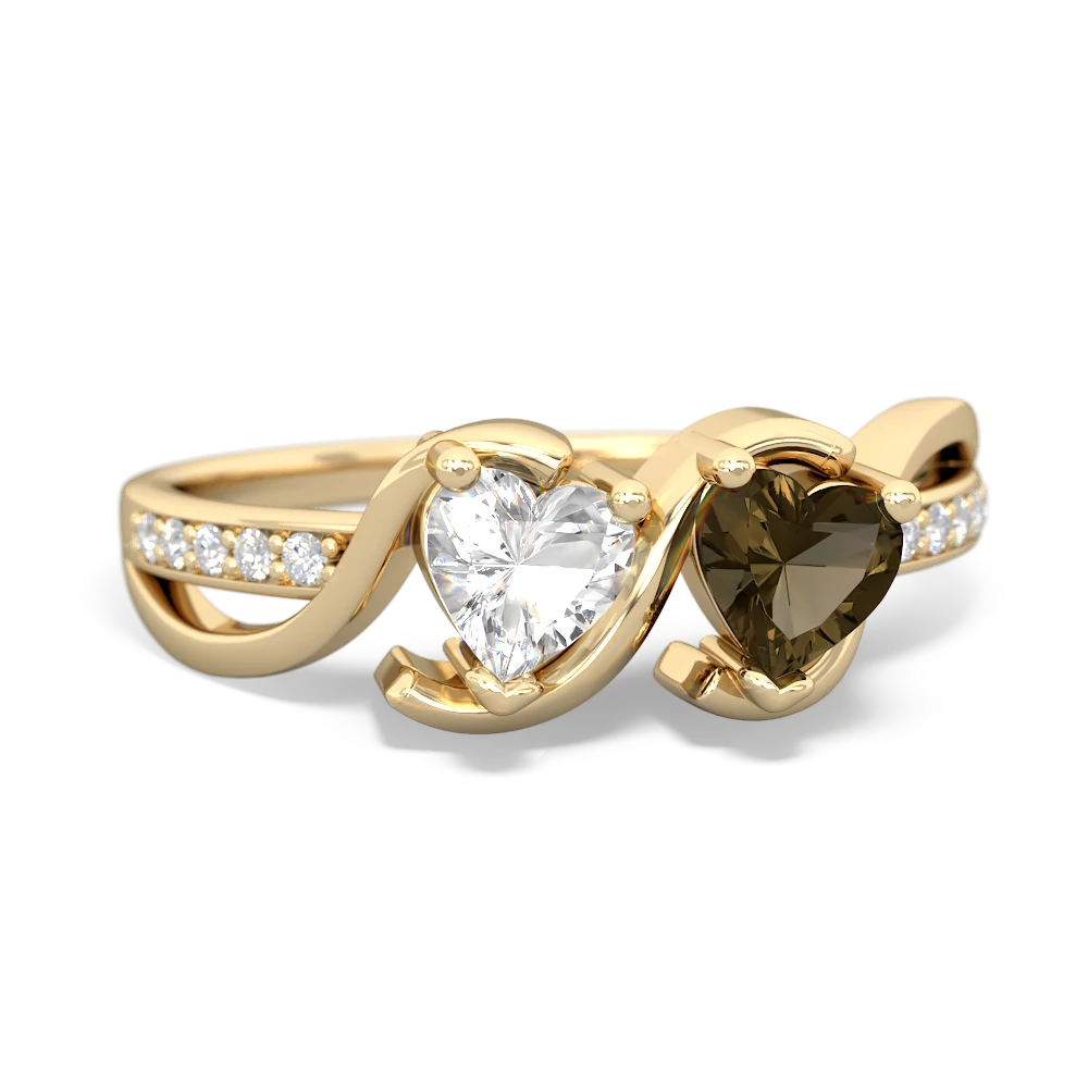 White Topaz Side By Side 14K Yellow Gold ring R3090