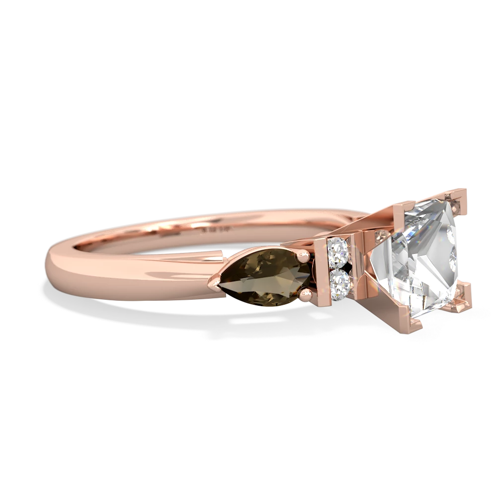 White Topaz 6Mm Princess Eternal Embrace Engagement 14K Rose Gold ring C2002