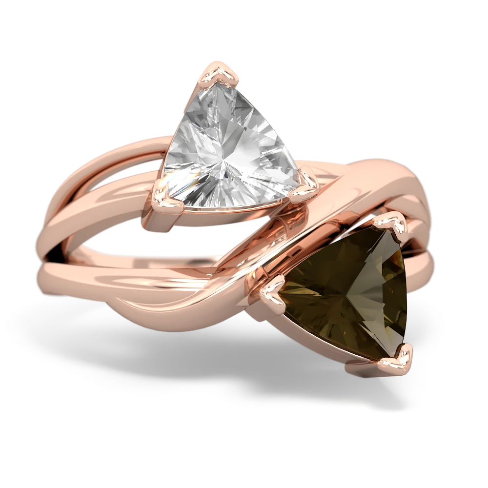 White Topaz Split Band Swirl 14K Rose Gold ring R2341