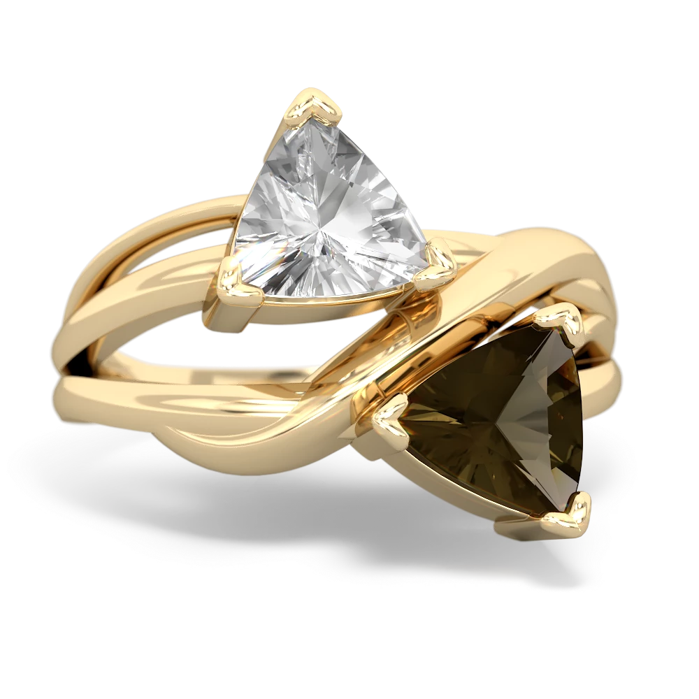 White Topaz Split Band Swirl 14K Yellow Gold ring R2341