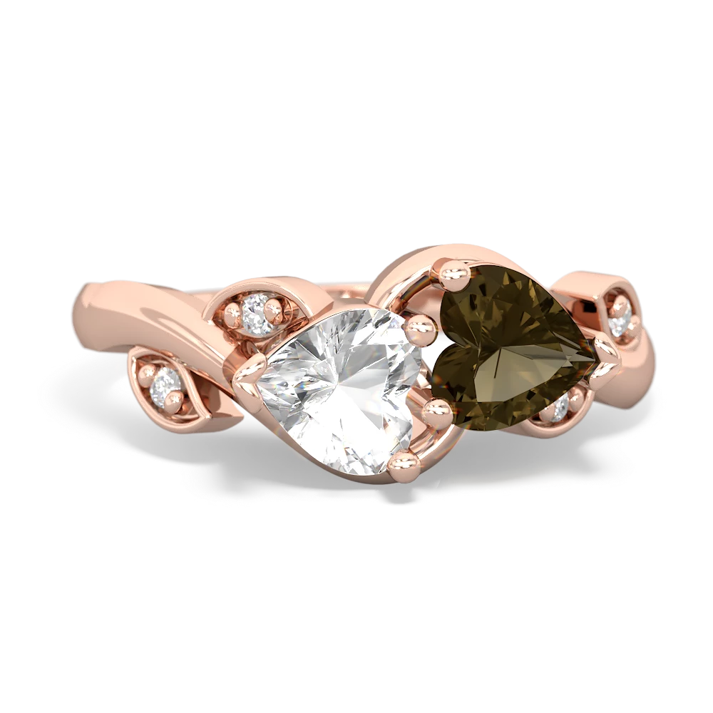 White Topaz Floral Elegance 14K Rose Gold ring R5790