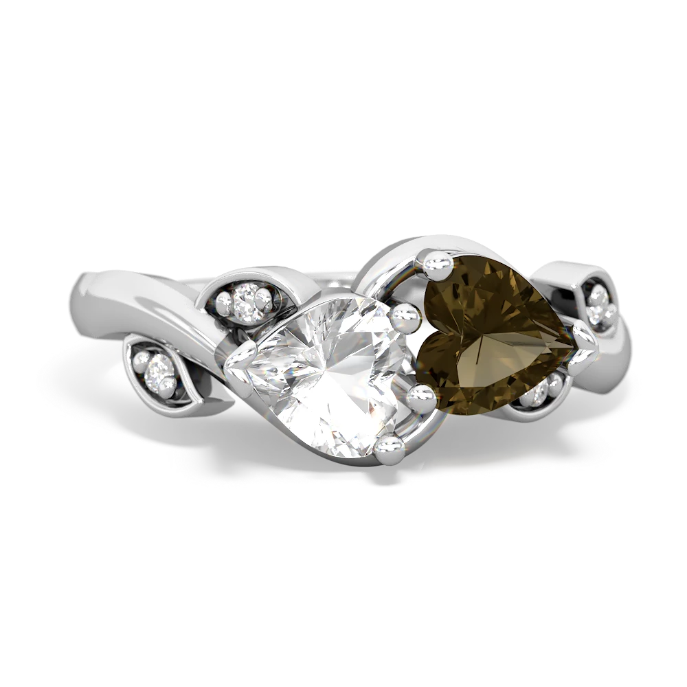 White Topaz Floral Elegance 14K White Gold ring R5790