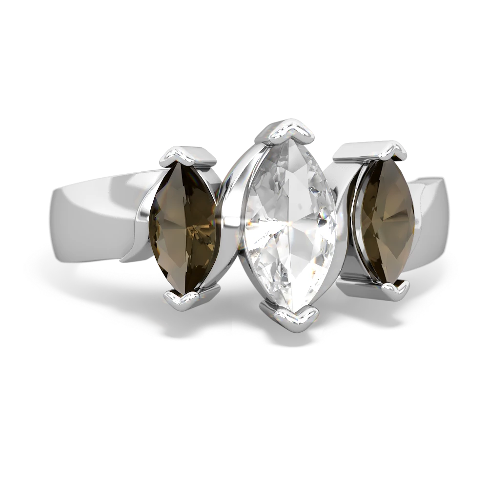 White Topaz Three Peeks 14K White Gold ring R2433