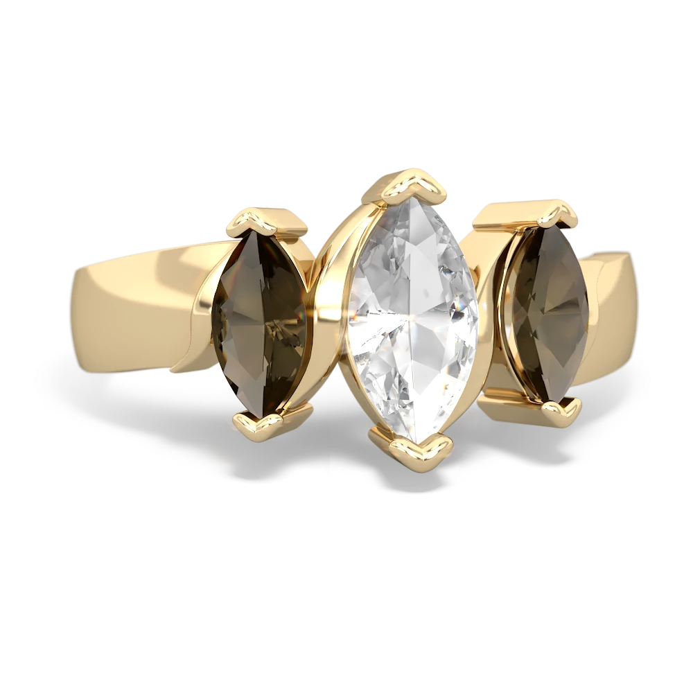 White Topaz Three Peeks 14K Yellow Gold ring R2433