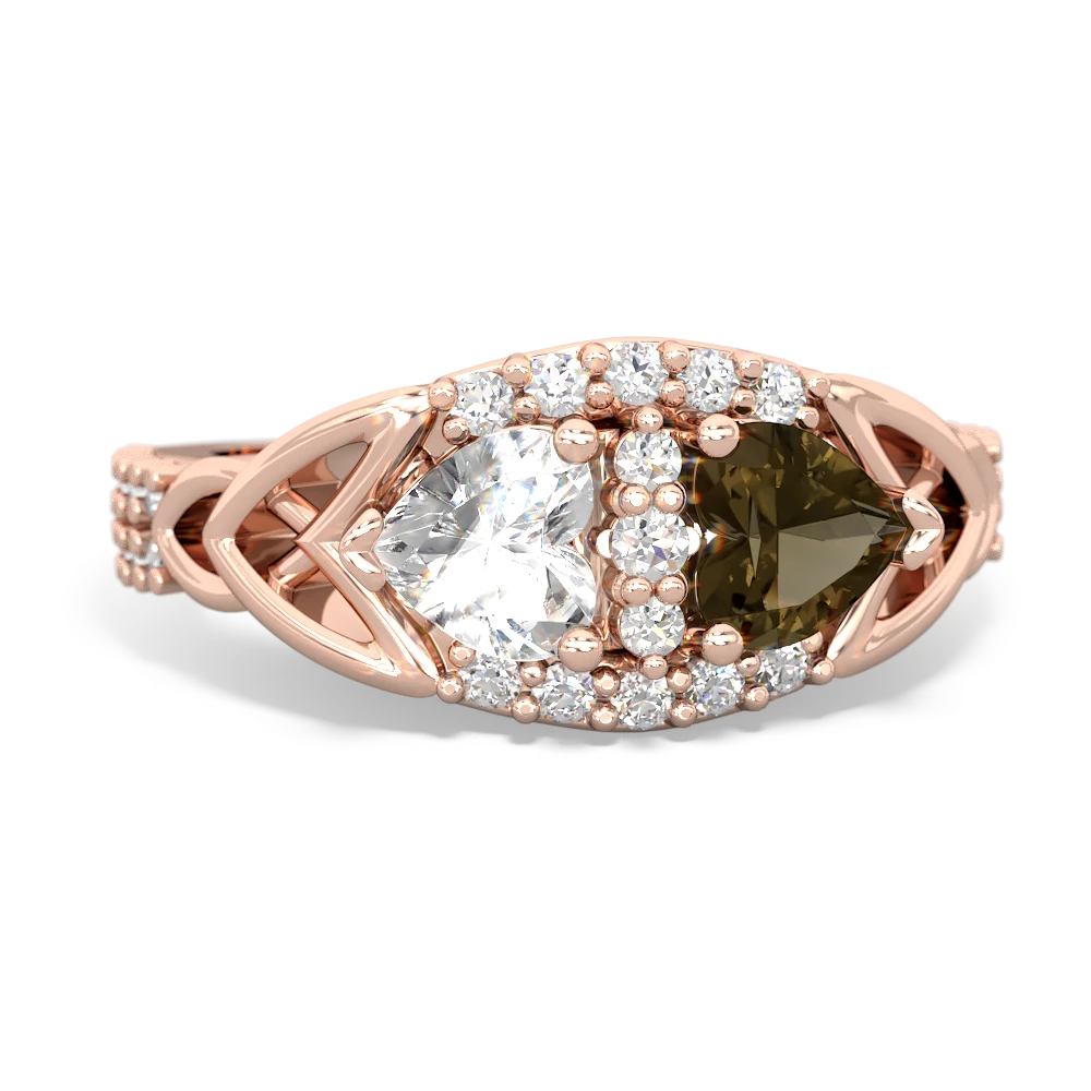 White Topaz Sparkling Celtic Knot 14K Rose Gold ring R2645