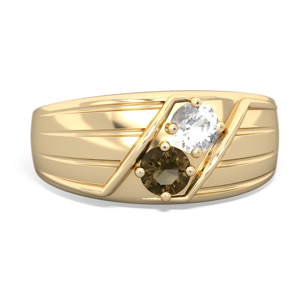 White Topaz Men's Streamline 14K Yellow Gold ring R0460