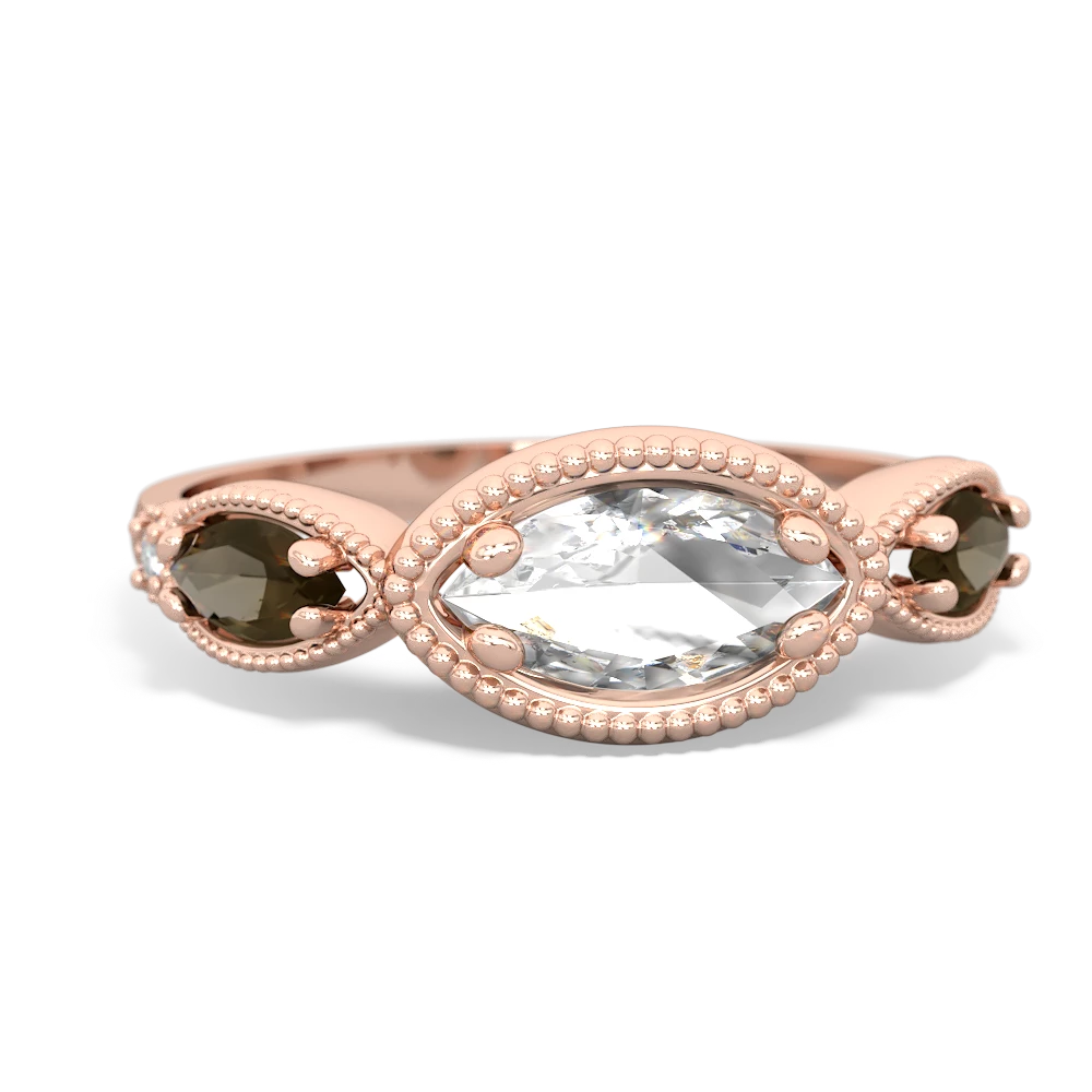 White Topaz Milgrain Marquise 14K Rose Gold ring R5700