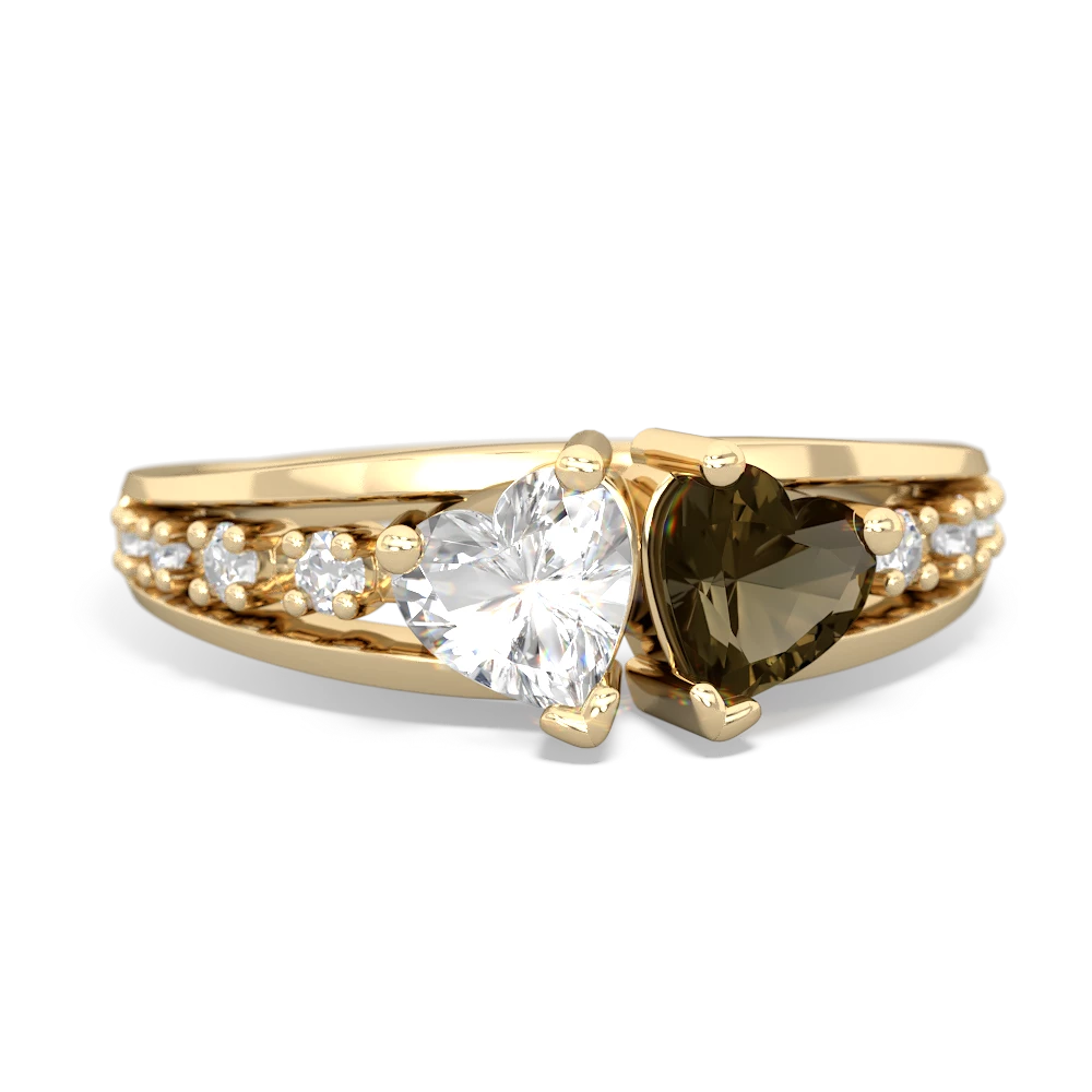 White Topaz Heart To Heart 14K Yellow Gold ring R3342