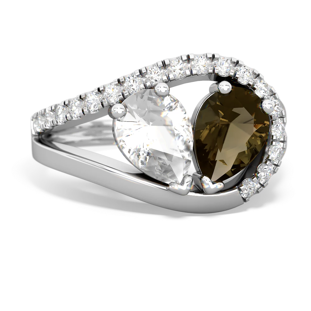 White Topaz Nestled Heart Keepsake 14K White Gold ring R5650