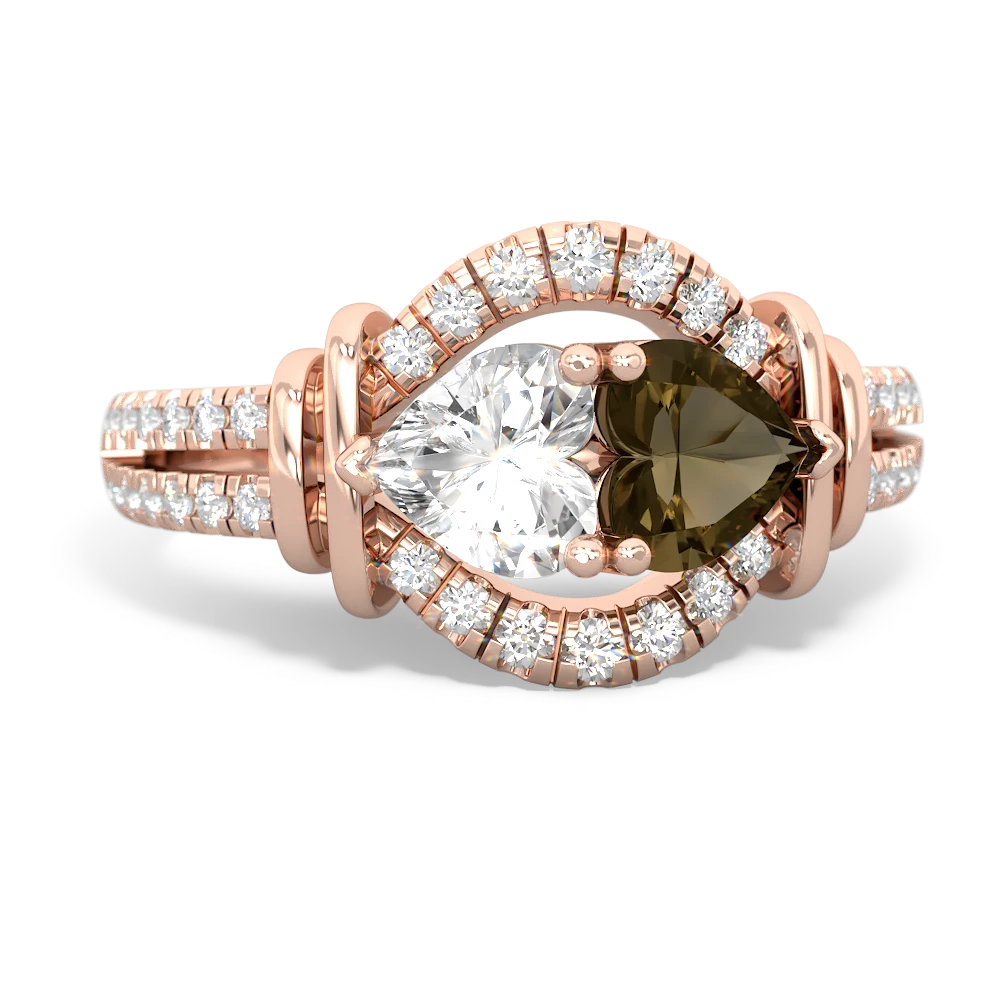 White Topaz Art-Deco Keepsake 14K Rose Gold ring R5630