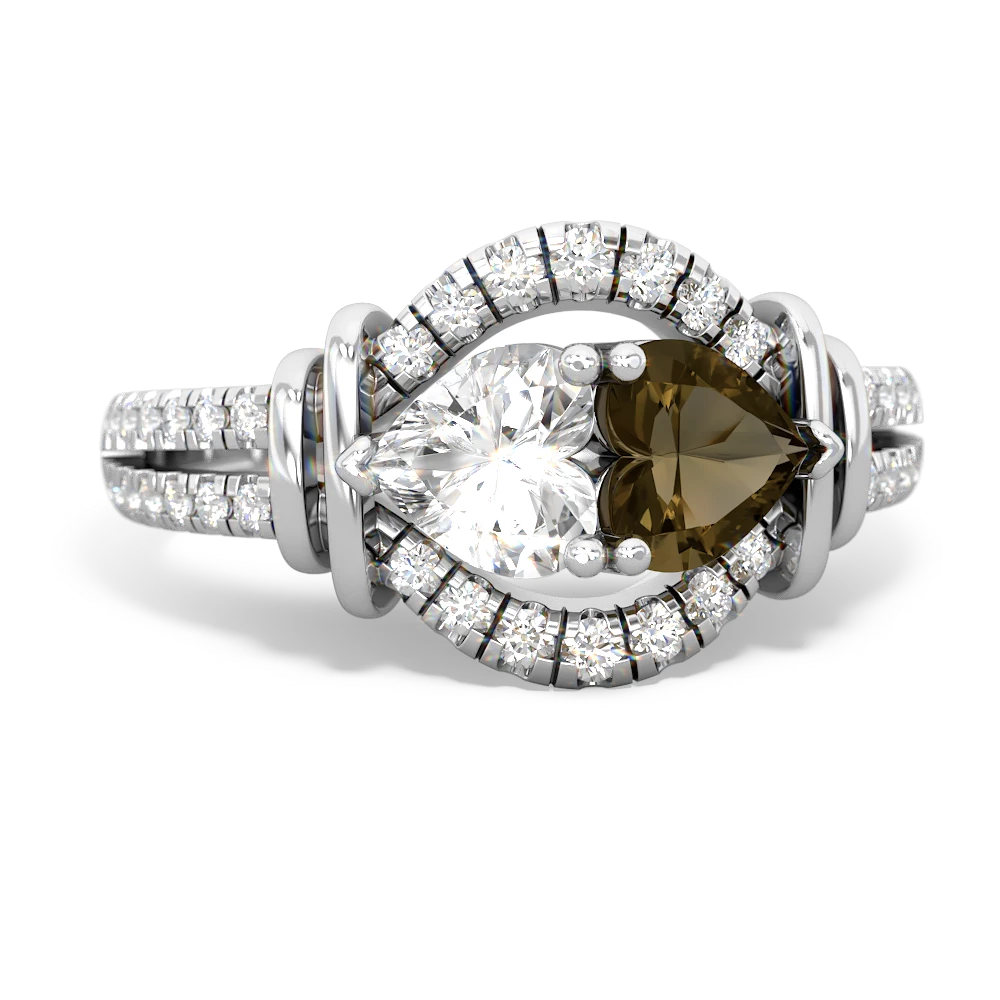 White Topaz Art-Deco Keepsake 14K White Gold ring R5630