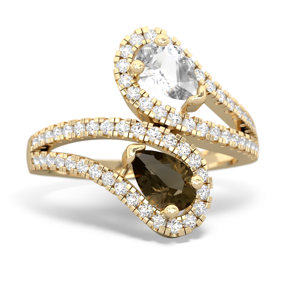 White Topaz Diamond Dazzler 14K Yellow Gold ring R3000