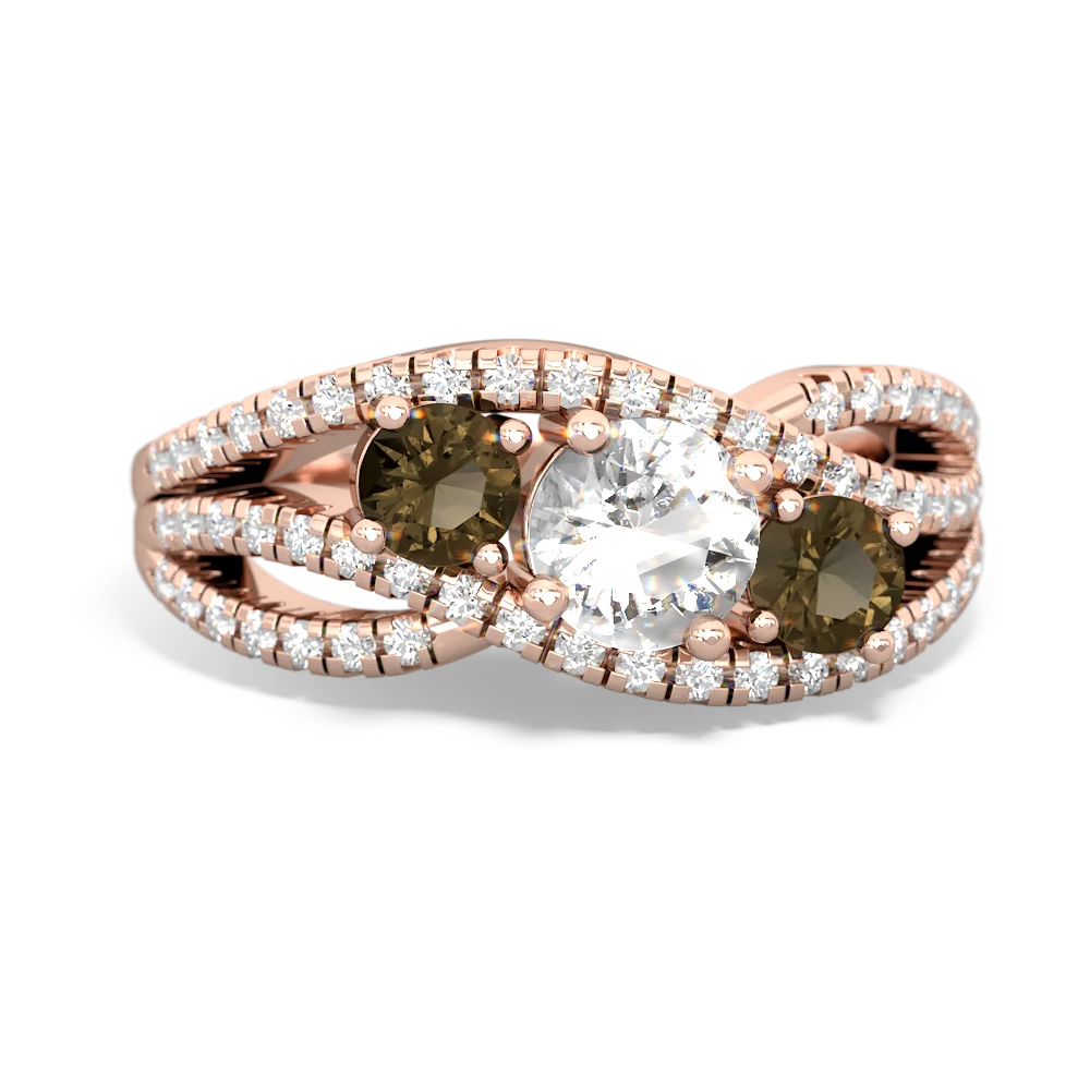 White Topaz Three Stone Aurora 14K Rose Gold ring R3080