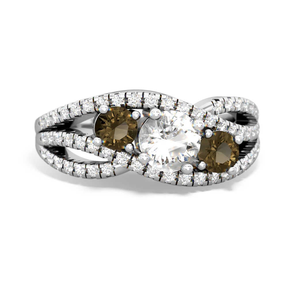 White Topaz Three Stone Aurora 14K White Gold ring R3080