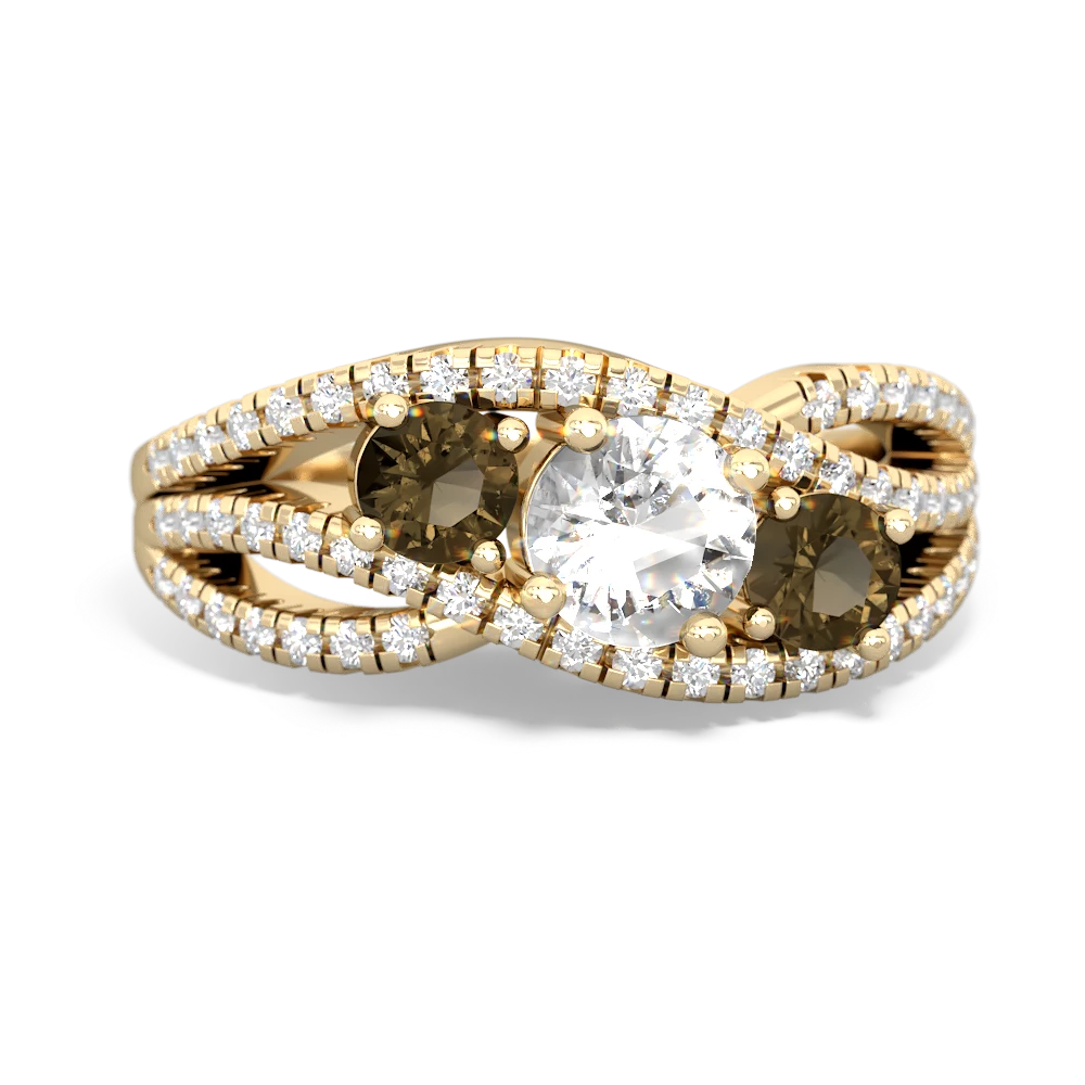 White Topaz Three Stone Aurora 14K Yellow Gold ring R3080