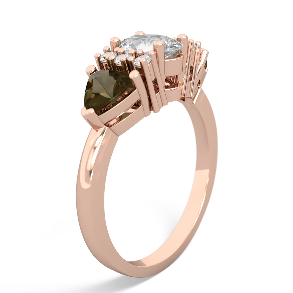 White Topaz Antique Style Three Stone 14K Rose Gold ring R2186