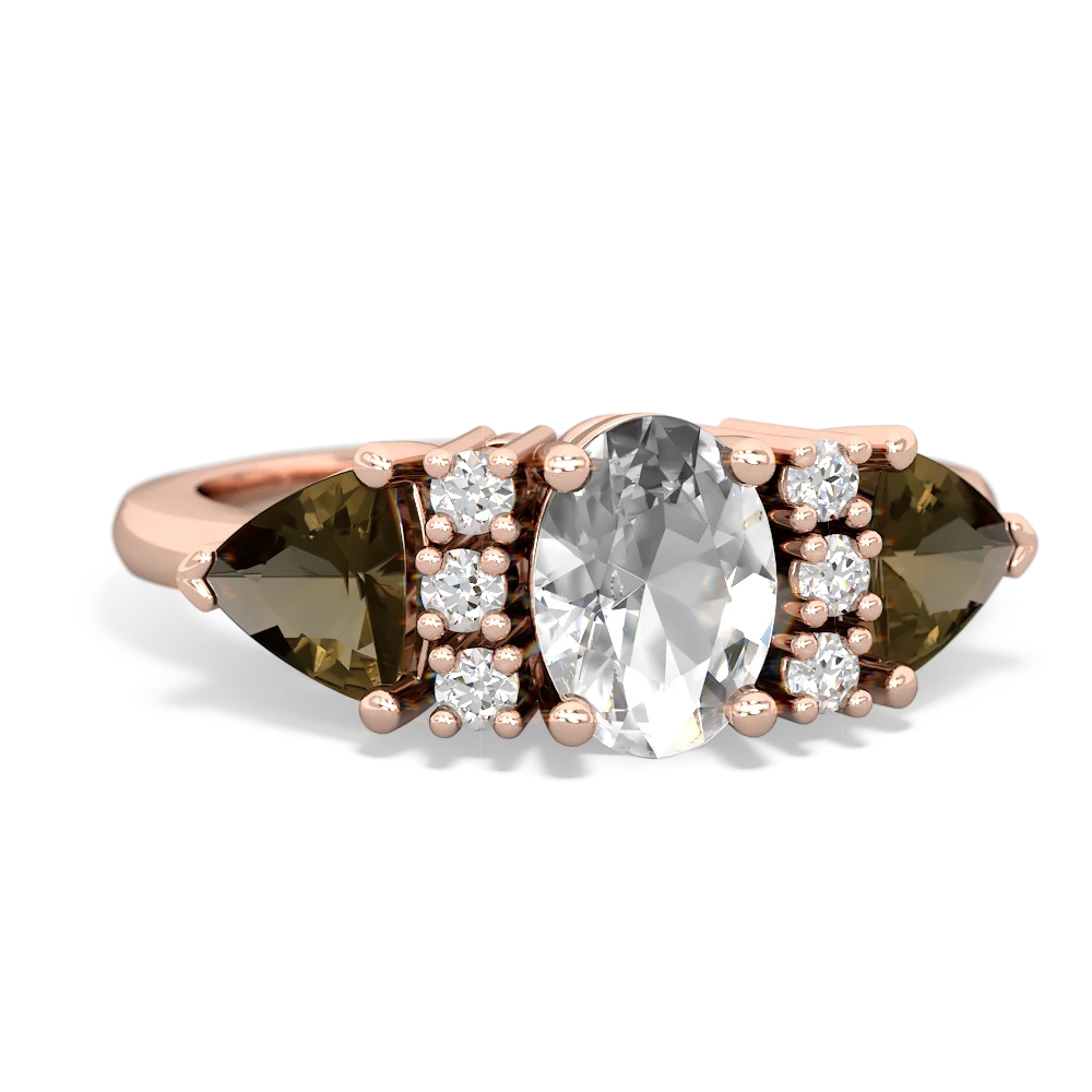 White Topaz Antique Style Three Stone 14K Rose Gold ring R2186