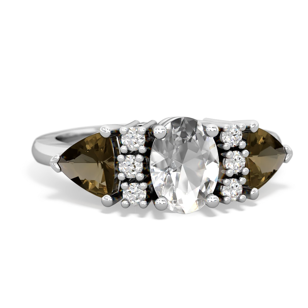 White Topaz Antique Style Three Stone 14K White Gold ring R2186