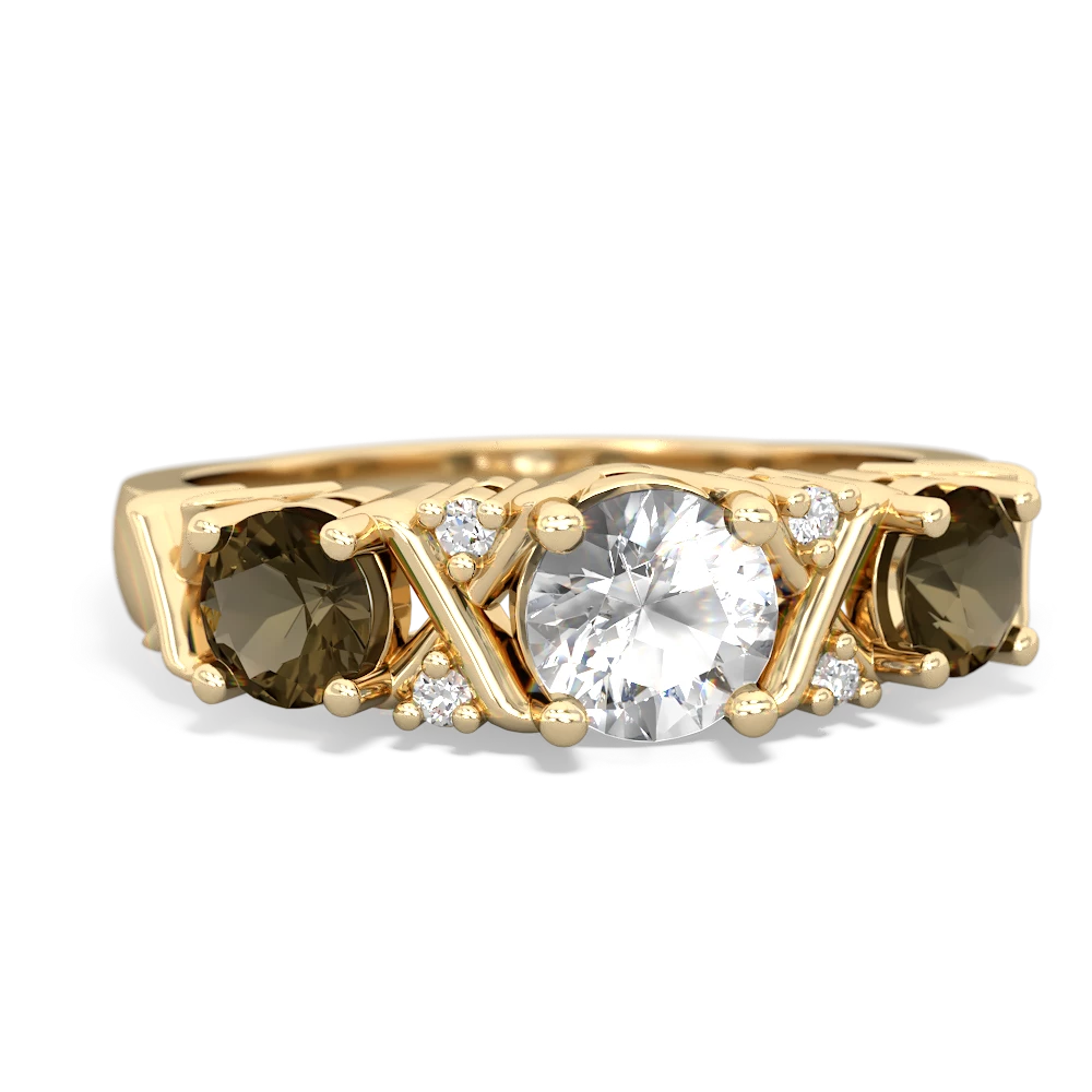 White Topaz Hugs And Kisses 14K Yellow Gold ring R5016