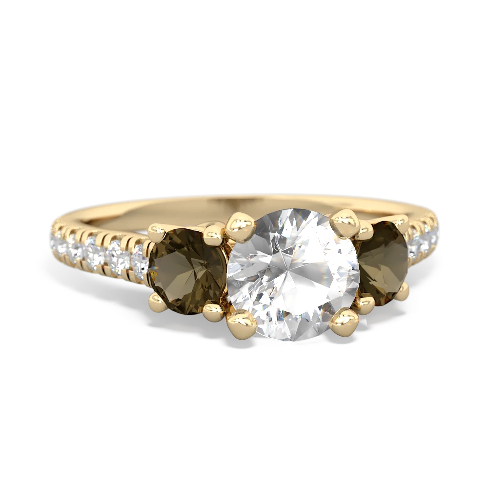 White Topaz Pave Trellis 14K Yellow Gold ring R5500