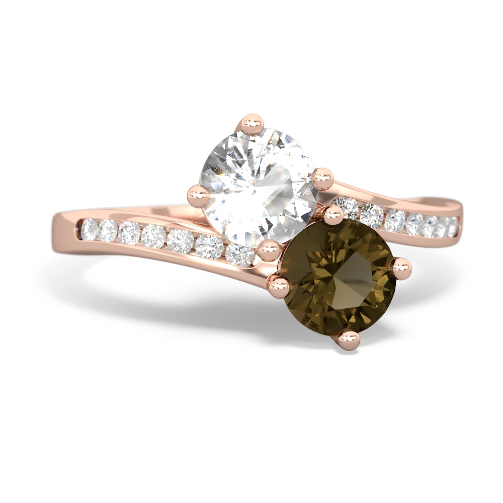 White Topaz Channel Set Two Stone 14K Rose Gold ring R5303