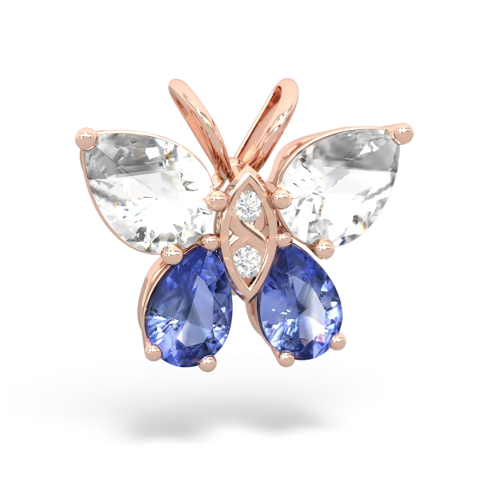 White Topaz Butterfly 14K Rose Gold pendant P2215