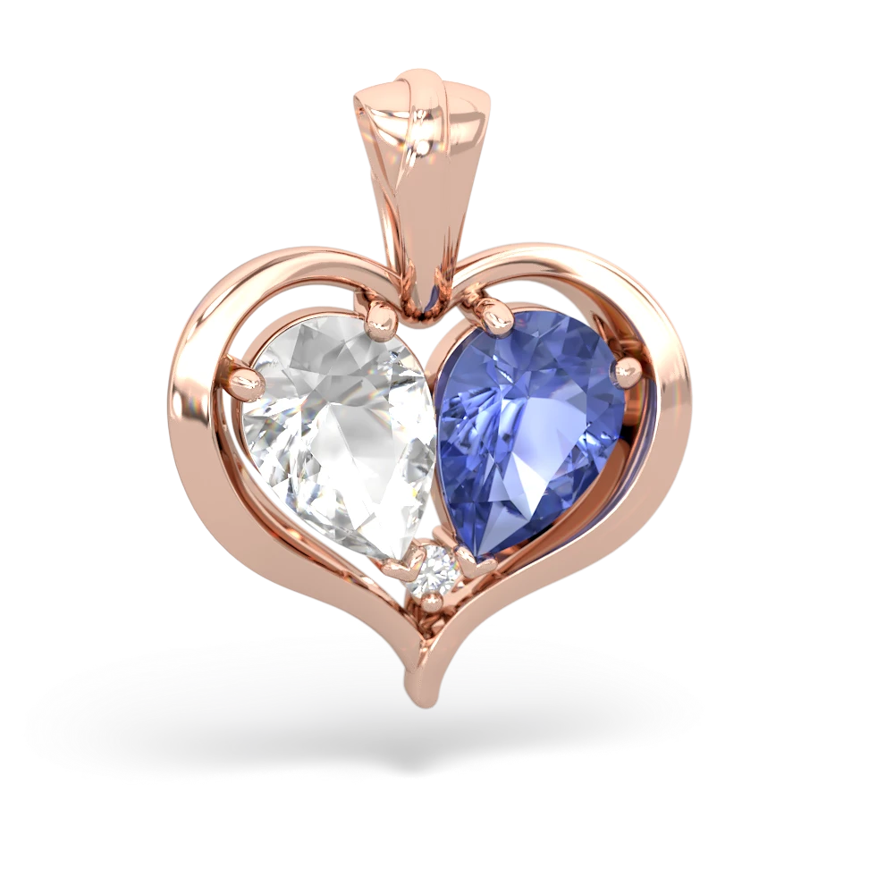 White Topaz Two Become One 14K Rose Gold pendant P5330