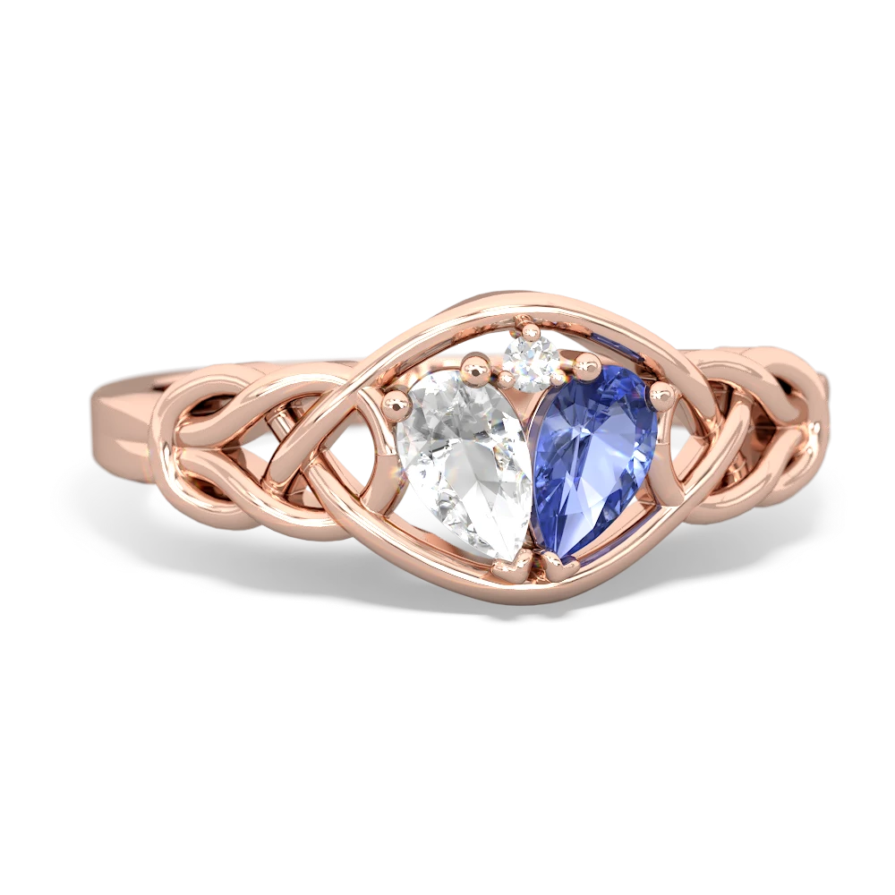 White Topaz Celtic Love Knot 14K Rose Gold ring R5420