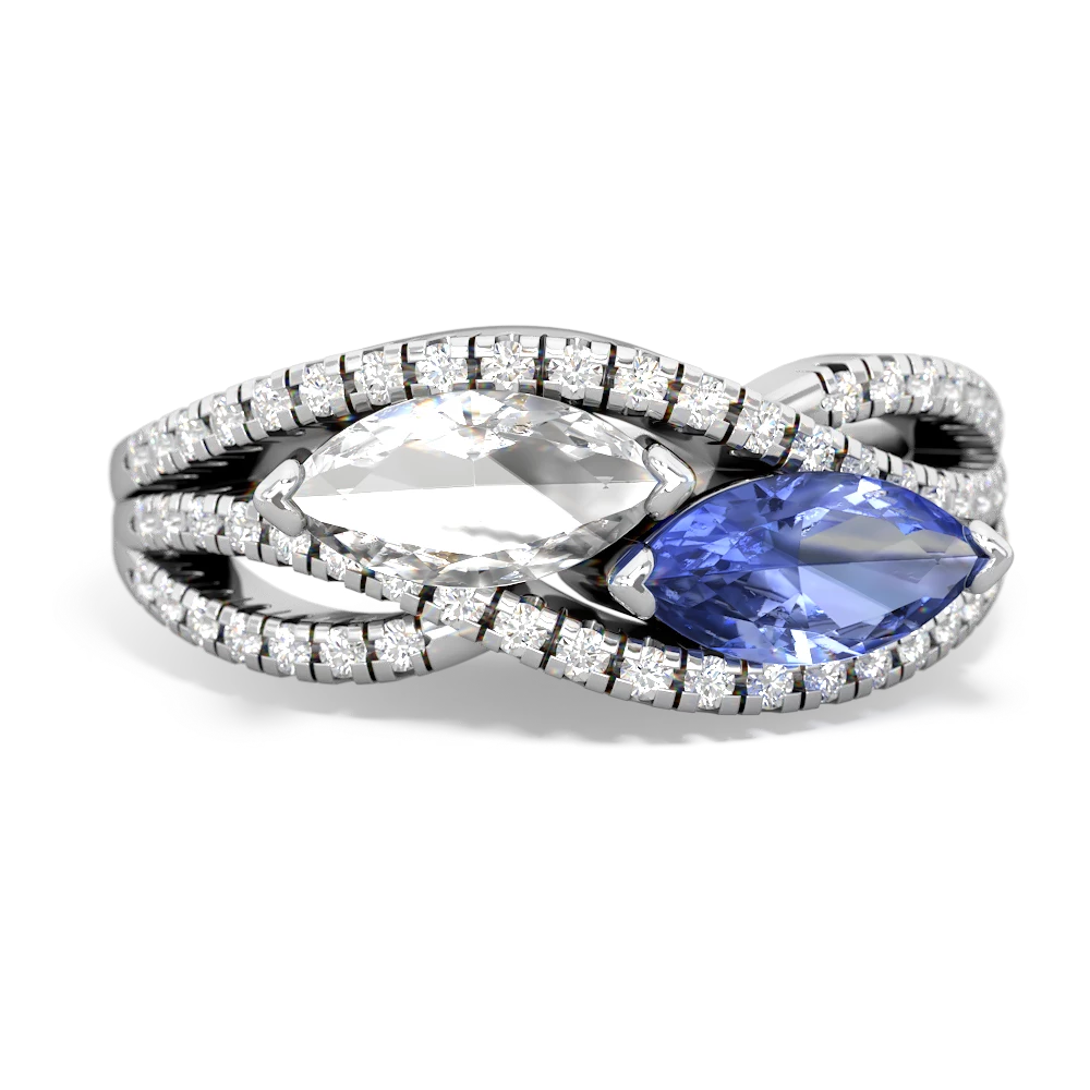 White Topaz Diamond Rivers 14K White Gold ring R3070