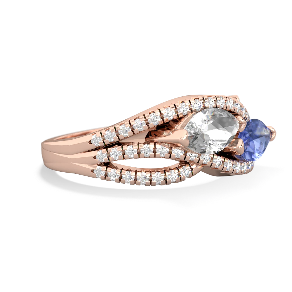 White Topaz Diamond Rivers 14K Rose Gold ring R3070