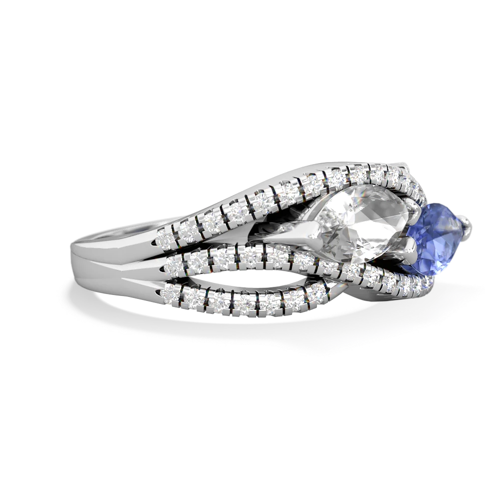 White Topaz Diamond Rivers 14K White Gold ring R3070