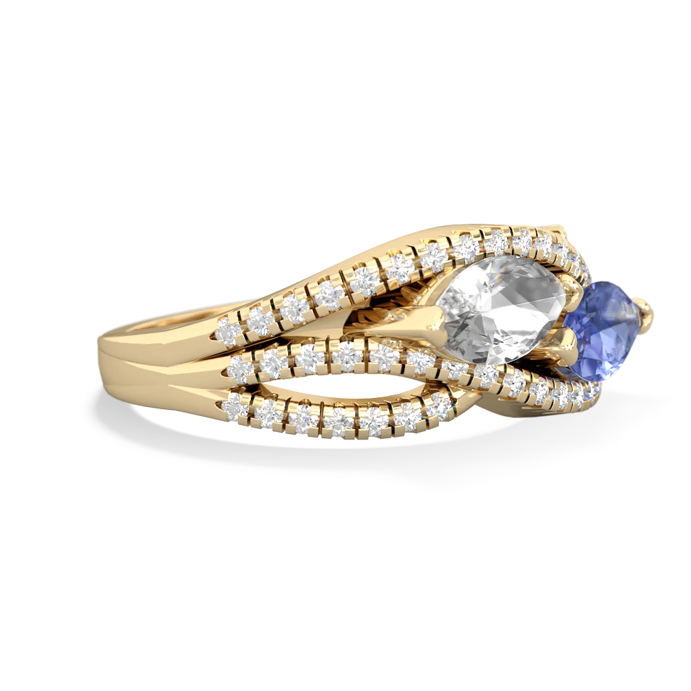 White Topaz Diamond Rivers 14K Yellow Gold ring R3070