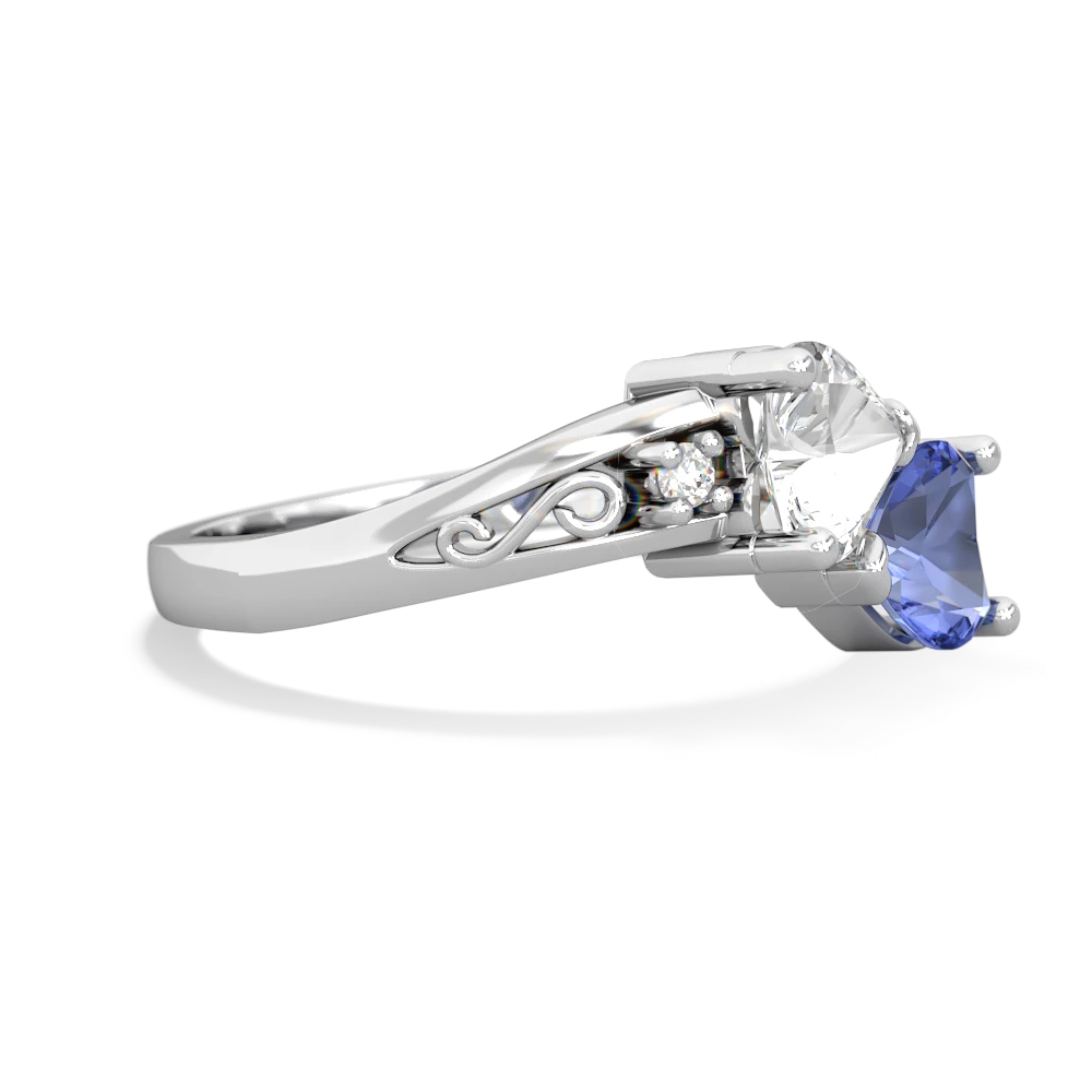 White Topaz Snuggling Hearts 14K White Gold ring R2178