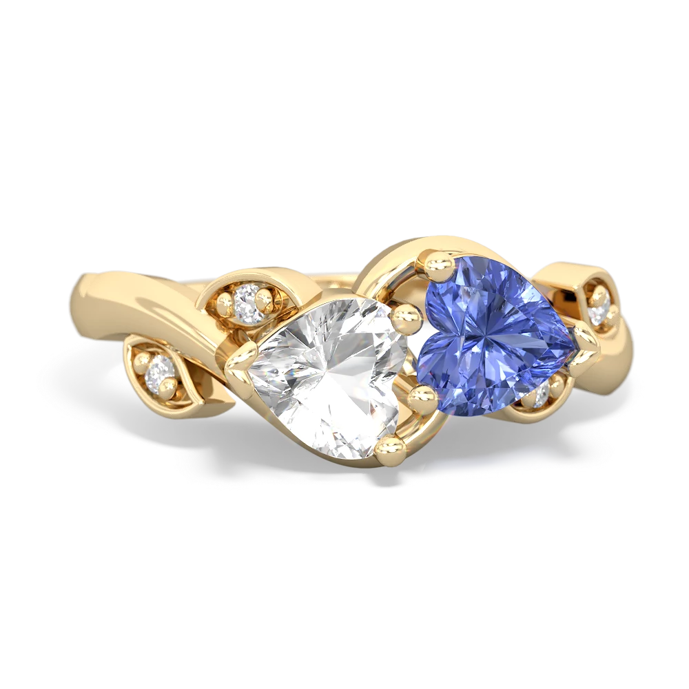 White Topaz Floral Elegance 14K Yellow Gold ring R5790