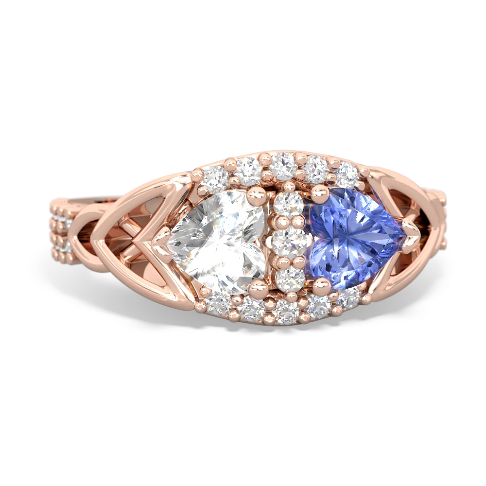 White Topaz Sparkling Celtic Knot 14K Rose Gold ring R2645