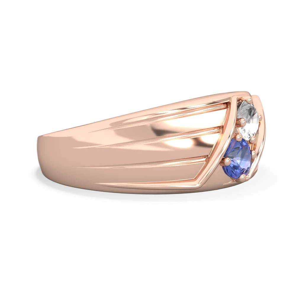 White Topaz Men's Streamline 14K Rose Gold ring R0460